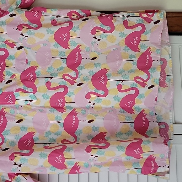 The Nutter Made in the USA Flamingo/Pineapple Collared Tee Shirt - Picture 3 of 7